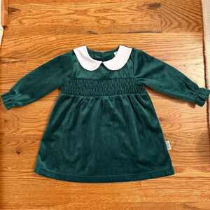 Badgley Mischka baby girl dress green velvet size 9-12 months